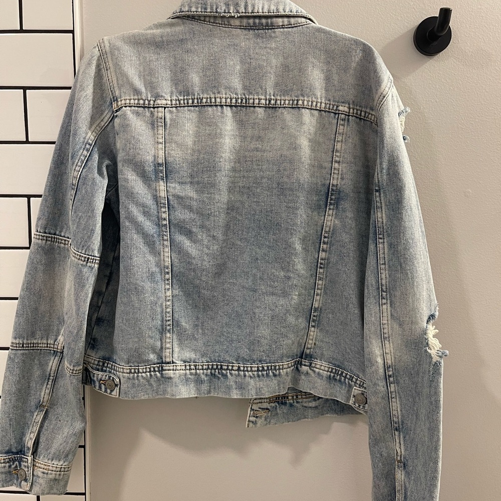Free People Light Blue Distressed Jean Jacket - Picture 2 of 3